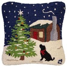 Chandler 4 Corners: Hand-Hooked Wool Pillow: 18x18 Inch Snowy