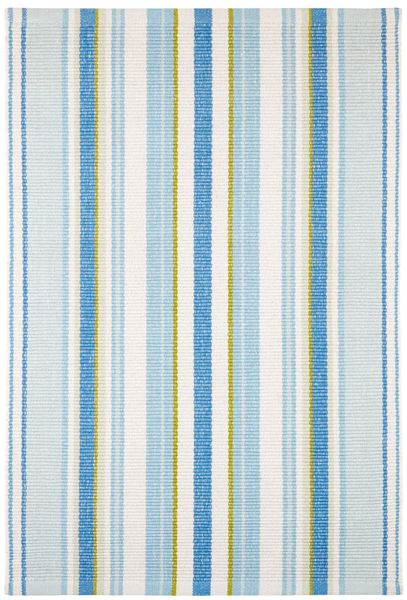 Daphne Stripe French Blue Handwoven Cotton Rug