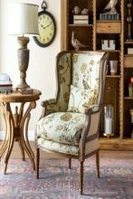 More about the 'Flourish Pattern Wood Framed Wing Chair' product