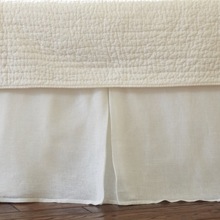 Linen Voile White Pleated Bed Skirt