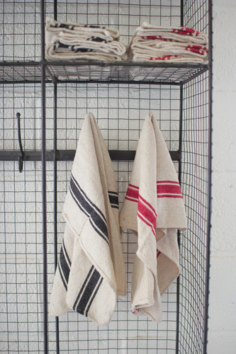 Set Of 6 Cotton Kitchen Towels - Black Stripe