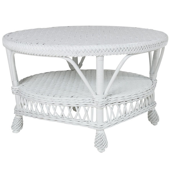 White round wicker coffee table