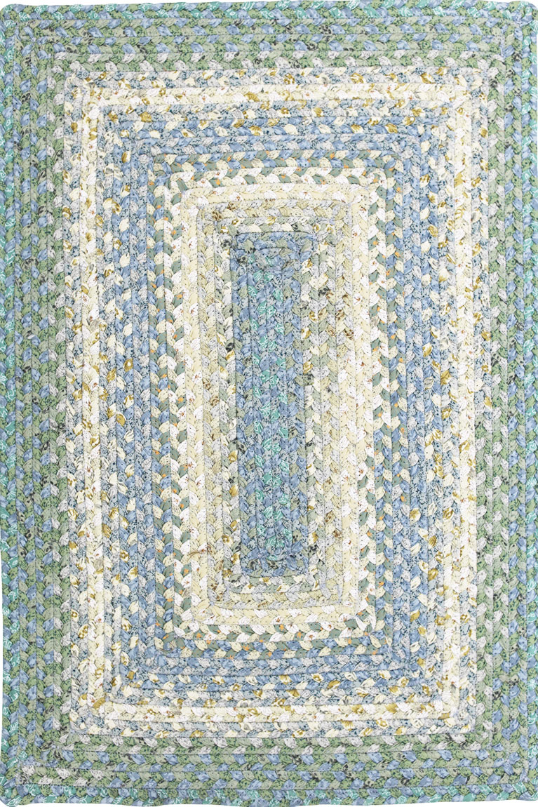 Homespice Baja Blue Reversible Blue Cotton Rug 27 x 45 Oval Braided Area  Rug 