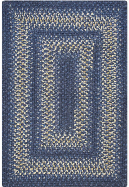 Blueberry Blue Wool Braided Rug